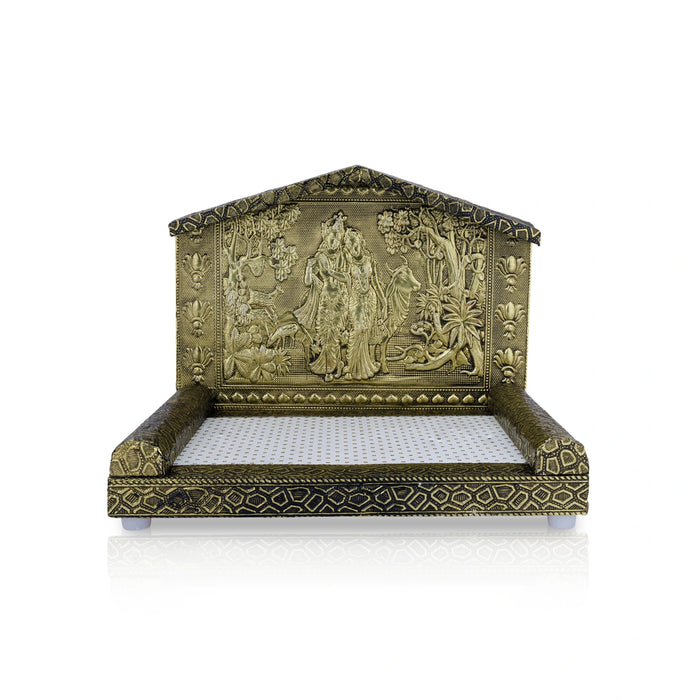 Radha Krishna Sinhasan - 7 x 9 Inches | Elegant Deity Seat / Simhasanam for Temple, Home Altar & Ritual Use