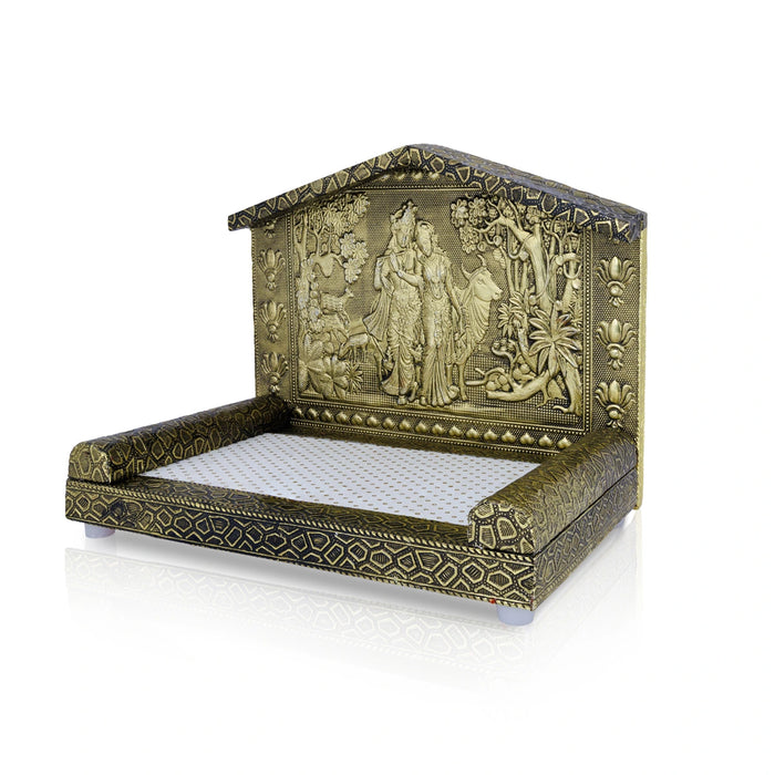 Radha Krishna Sinhasan - 7 x 9 Inches | Elegant Deity Seat / Simhasanam for Temple, Home Altar & Ritual Use