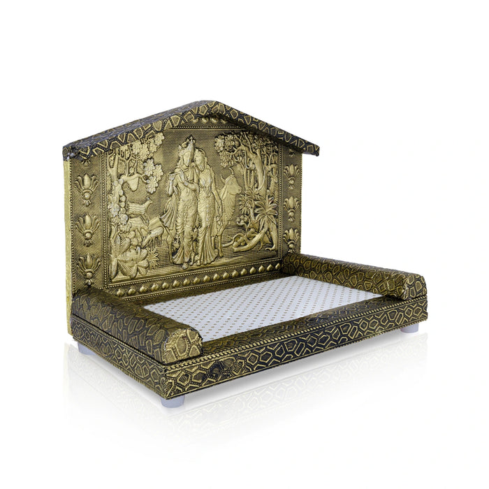 Radha Krishna Sinhasan - 7 x 9 Inches | Elegant Deity Seat / Simhasanam for Temple, Home Altar & Ritual Use