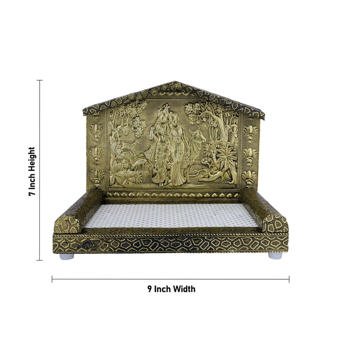 Radha Krishna Sinhasan - 7 x 9 Inches | Elegant Deity Seat / Simhasanam for Temple, Home Altar & Ritual Use