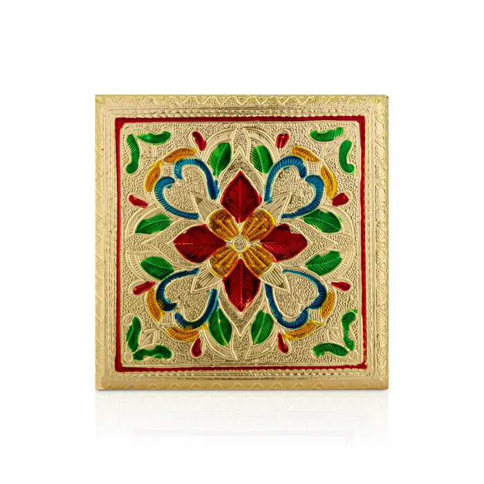 Bajot With Leg - 2 x 6 Inches | Manai Palagai/ Gold Polish Chowki/ Meenakari Design Patla for Pooja