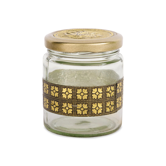 Pet Jar - 4 x 4 Inches | Golden Meenakari Peacock Design Storage Box/ Dry Fruit Box/ Gift Box for Festive Occasions/ Assorted