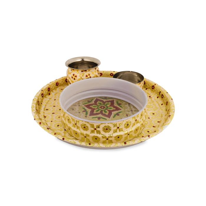 Karwachauth Thali Set - 12 Inches | Karva Chauth Pooja Thali Kit/ Vrat Set for Married Women & Festival Rituals