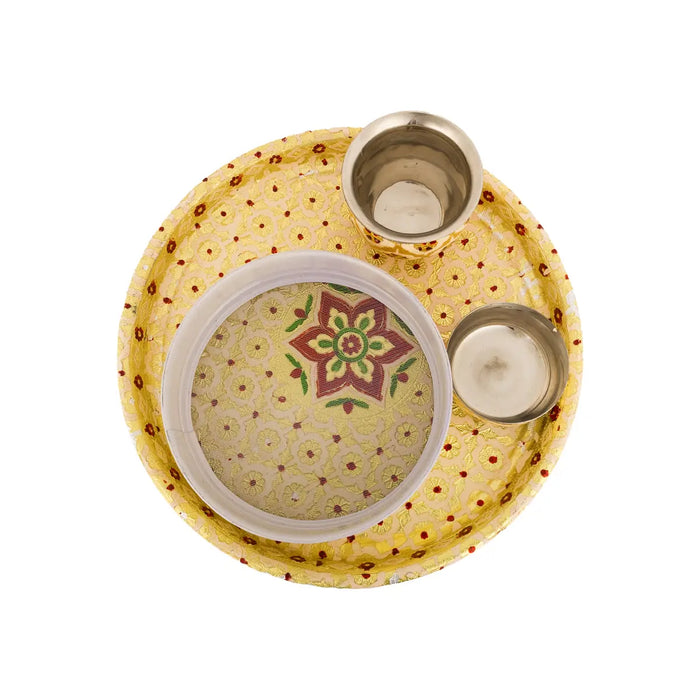 Karwachauth Thali Set - 12 Inches | Karva Chauth Pooja Thali Kit/ Vrat Set for Married Women & Festival Rituals