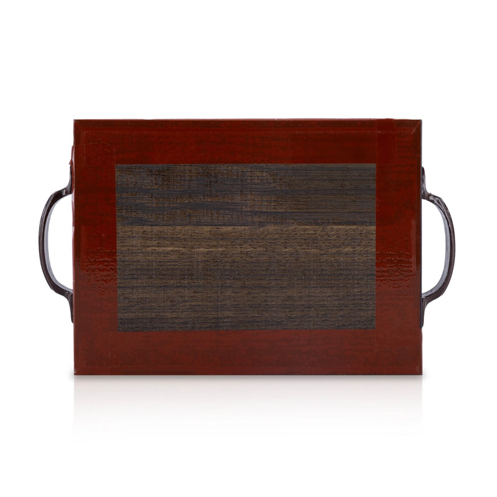 Tanjore Glass Painting Wooden Tray - 1.5 X 6 X 6 Inches | Serving Tray/ Peacock Design Kitchen Tray For Home - Pooja Plate & Tray