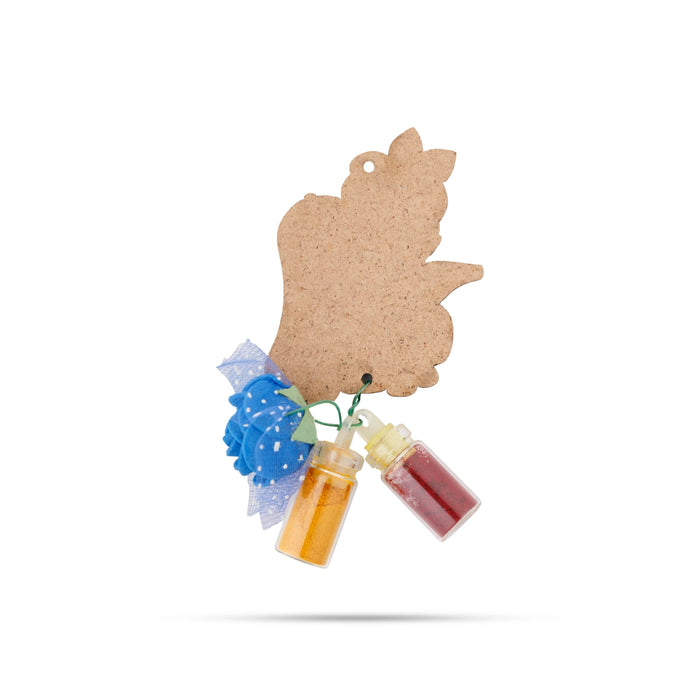 Turmeric Powder & Kumkum With Deity Design Wall Hanging Set- 2 X 1.5 Inches | Haldi Powder & Sindoor Wall Hanger - Turmeric & Kumkum