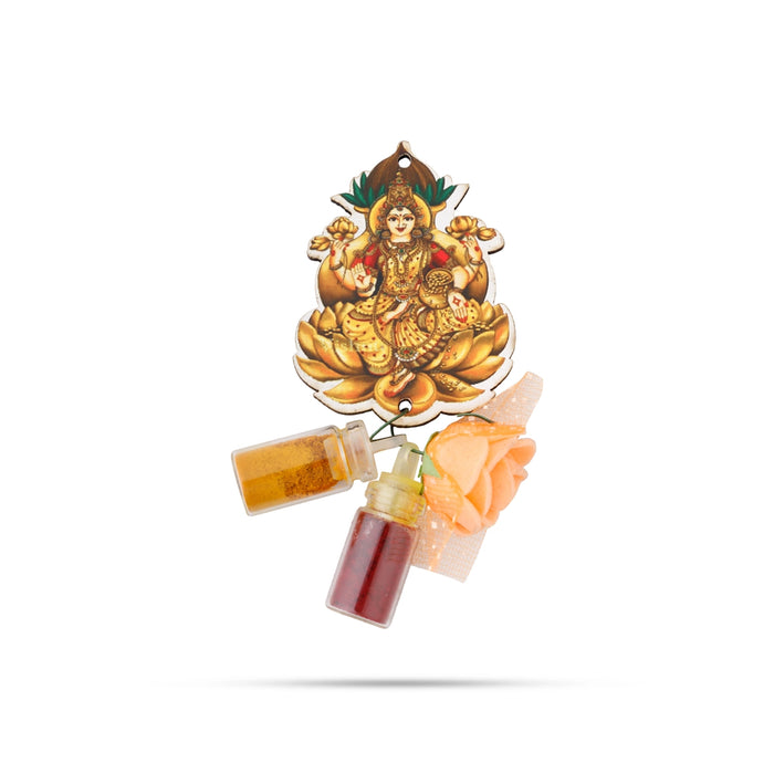Turmeric Powder & Kumkum With Deity Design Wall Hanging Set- 2 X 1.5 Inches | Haldi Powder & Sindoor Wall Hanger - Turmeric & Kumkum