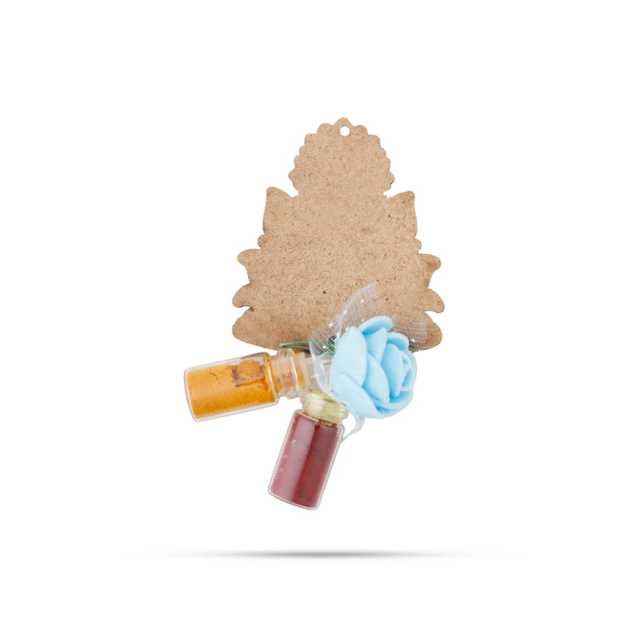 Turmeric Powder & Kumkum With Deity Design Wall Hanging Set- 2 X 1.5 Inches | Haldi Powder & Sindoor Wall Hanger - Turmeric & Kumkum