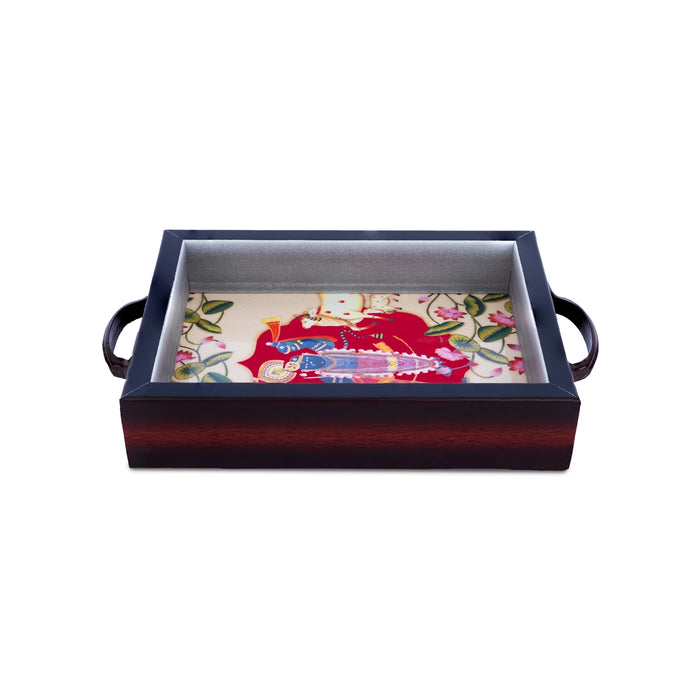Tanjore Tray - 1.5 x 7 Inches | Srinath ji Decorative Plate / Wooden Tray For Home Decor
