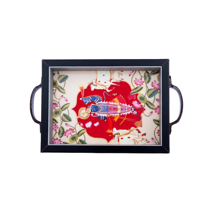Tanjore Tray - 1.5 x 7 Inches | Srinath ji Decorative Plate / Wooden Tray For Home Decor
