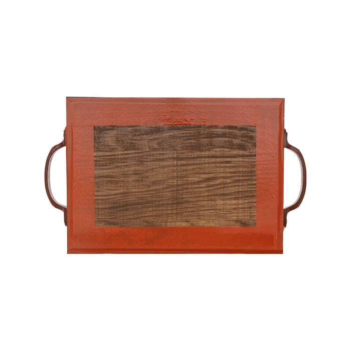 Tanjore Glass Painting Wooden Tray With Handle - 1.5X5X7.5 Inches | Elephant Design Serving Tray For Home Decor - Pooja Plate & Tray