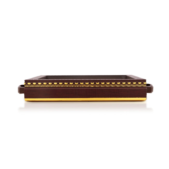 Tanjore Painting Wooden Tray - 6 x 6 Inches | Pooja Tray / Kamadhenu Design Pooja Tray For Home