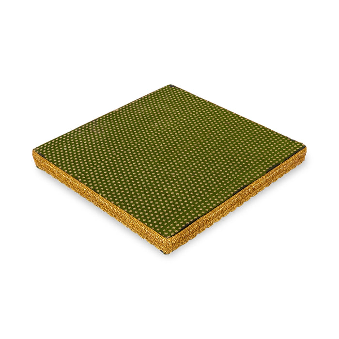 Wooden Chowki - 6.5 x 6.5 Inches | Square Shape Cloth Bajot/ Manai Palagai/ Pooja Aasan for Home