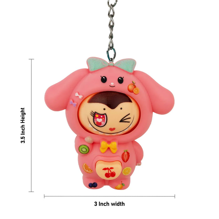 Face Changing Keychain - 3.5 x 3 inches | Cute Cartoon Toy Key Ring / Key Holder for Kids & Bag Accessories - Key Chain & Key Holder
