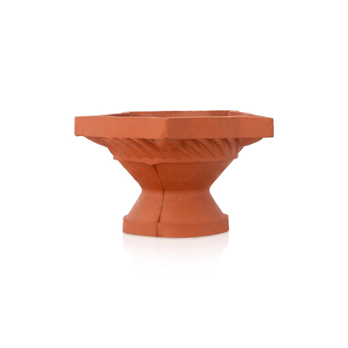 Clay Diya - 2.25 x 3.5 Inches | Star Shape Earthen Oil Lamps/ Mitti Diyas for Pooja & Festive Decor