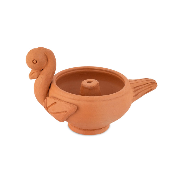 Deepam | Swan Design Lamp / Agal Vilakku / Pooja Diya / Clay Lamp for Home - Karthik Deep