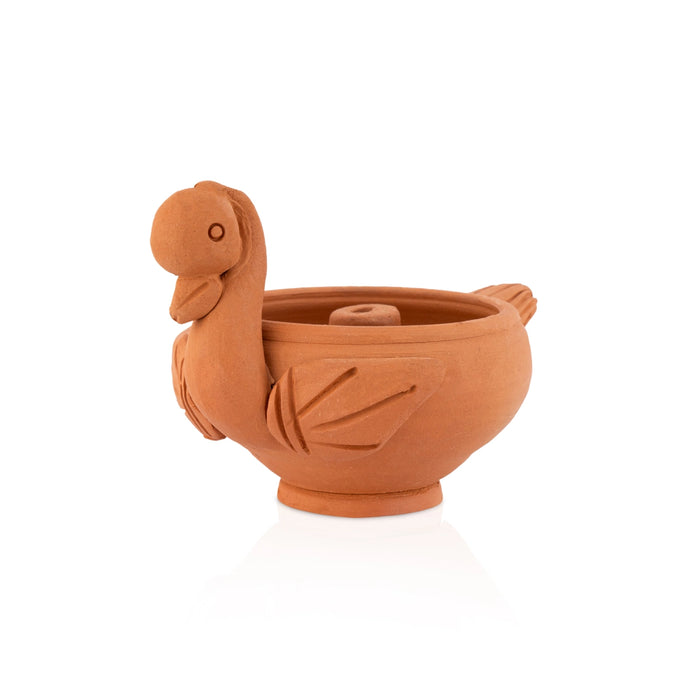 Deepam | Swan Design Lamp / Agal Vilakku / Pooja Diya / Clay Lamp for Home - Karthik Deep