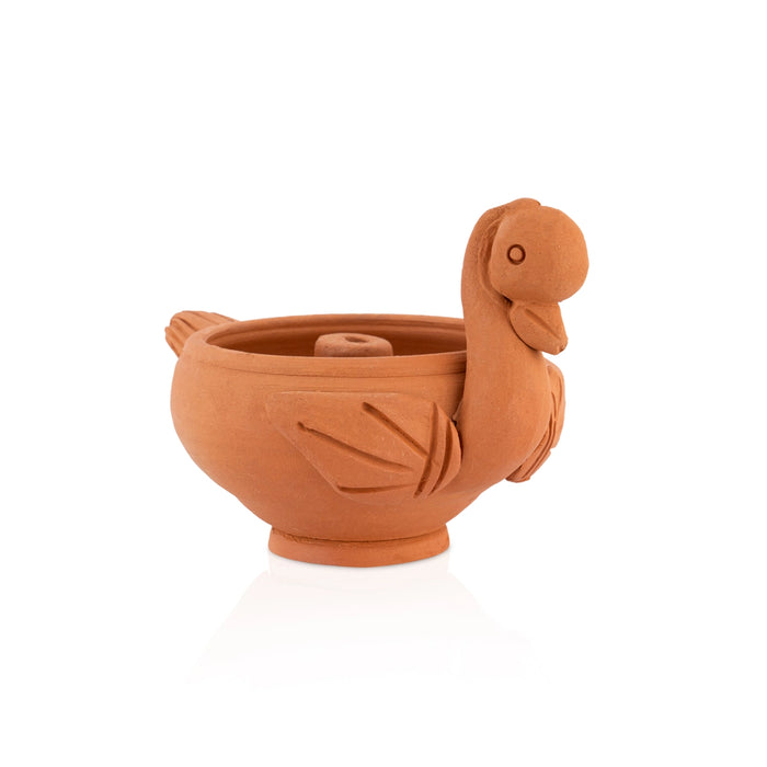 Deepam | Swan Design Lamp / Agal Vilakku / Pooja Diya / Clay Lamp for Home - Karthik Deep