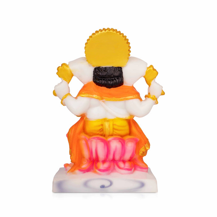 Ganesha Sitting On Lotus Base Murti - 7 x 5 Inches | Marble Dust Idol/ Vinayagar Statue For Pooja Space