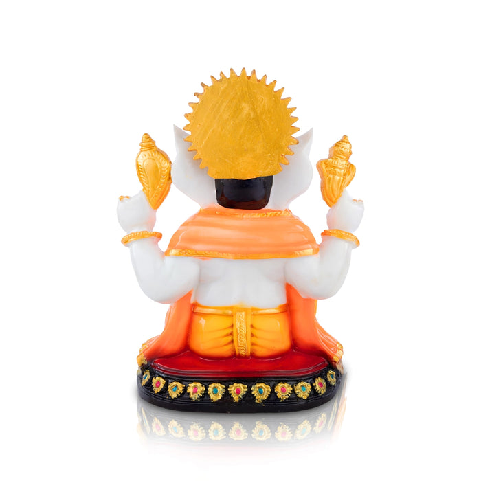 Vinayagar Sitting On Base Murti - 12 x 8.5 Inches | Marble Dust Idol/ Ganesha Statue For Pooja Space