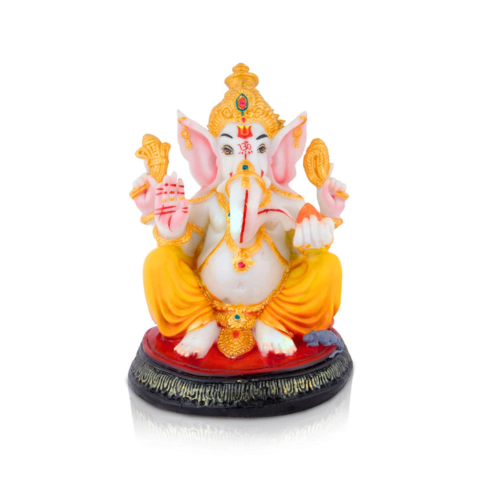 Ganesha Sitting On Base Murti - 11 x 8 Inches | Marble Dust Idol/ Vinayagar Statue For Pooja space