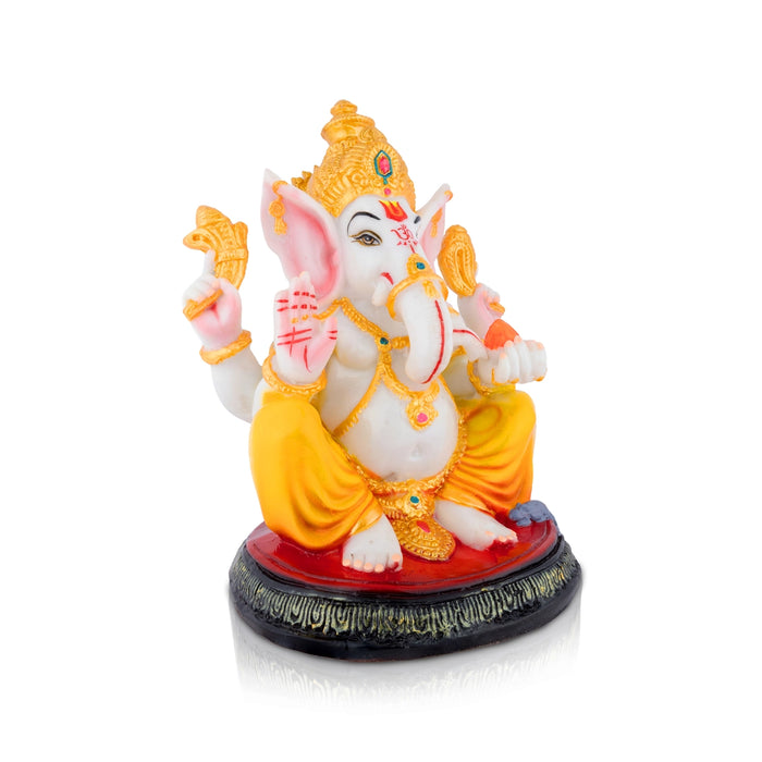 Ganesha Sitting On Base Murti - 11 x 8 Inches | Marble Dust Idol/ Vinayagar Statue For Pooja space