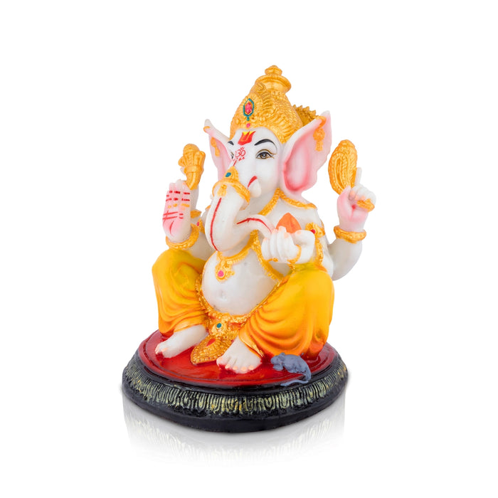 Ganesha Sitting On Base Murti - 11 x 8 Inches | Marble Dust Idol/ Vinayagar Statue For Pooja space