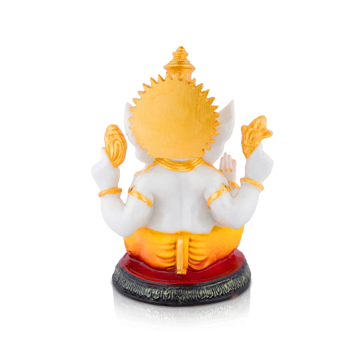 Ganesha Sitting On Base Murti - 11 x 8 Inches | Marble Dust Idol/ Vinayagar Statue For Pooja space