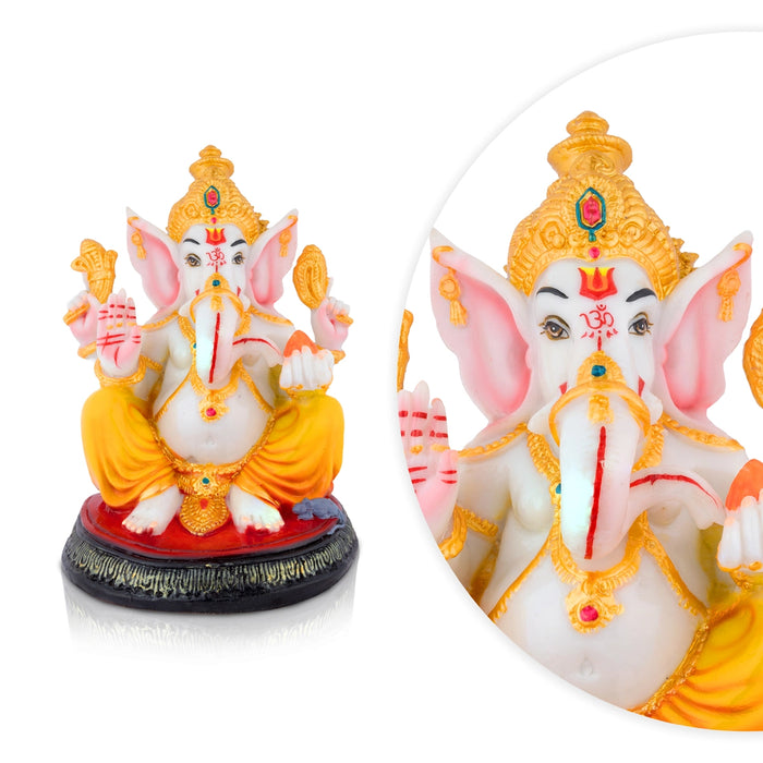 Ganesha Sitting On Base Murti - 11 x 8 Inches | Marble Dust Idol/ Vinayagar Statue For Pooja space