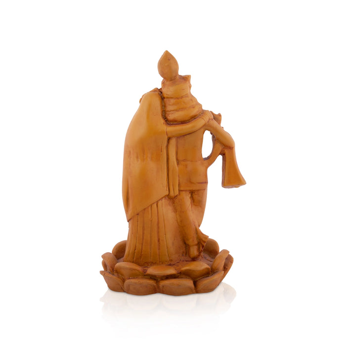 Radha Krishna Standing On Lotus Base Murti - 8 x 5 Inches | Resin Idol/ RadhaKrishnar Statue For Pooja Space