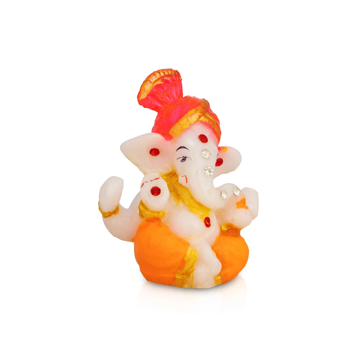 Ganesha Murti - 2.5 x 2 Inches | Resin Statue/ Stone Design Ganapati Idol for Living Room & Pooja Space