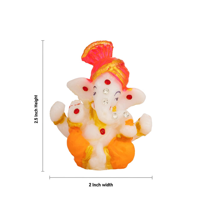 Ganesha Murti - 2.5 x 2 Inches | Resin Statue/ Stone Design Ganapati Idol for Living Room & Pooja Space