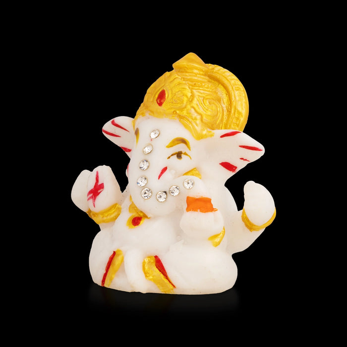 Ganapati Sitting Murti - 2 x 2 Inches | Resin Statue / Vinayakar Idol for Living Room & Pooja Space