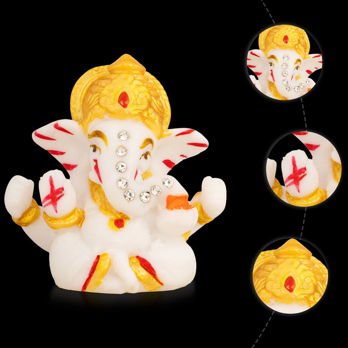 Ganapati Sitting Murti - 2 x 2 Inches | Resin Statue / Vinayakar Idol for Living Room & Pooja Space