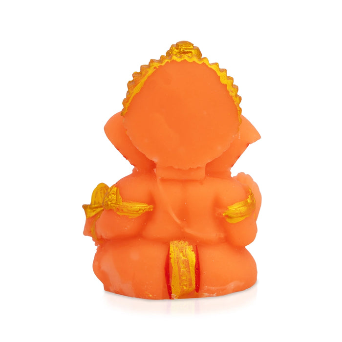 Ganesha statue - 2.25 x 1.5 Inches | Decorative Resin Statue/ Orange Vinayakar Idol for Living Room & Gifting
