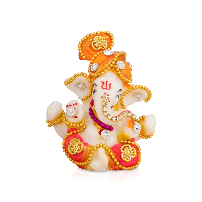 Ganesha Sitting Murti - 2.75 x 2 Inches | Resin Statue/ Decorative Ganapati Idol for Living Room & Pooja Space