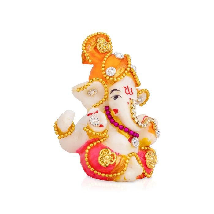 Ganesha Sitting Murti - 2.75 x 2 Inches | Resin Statue/ Decorative Ganapati Idol for Living Room & Pooja Space