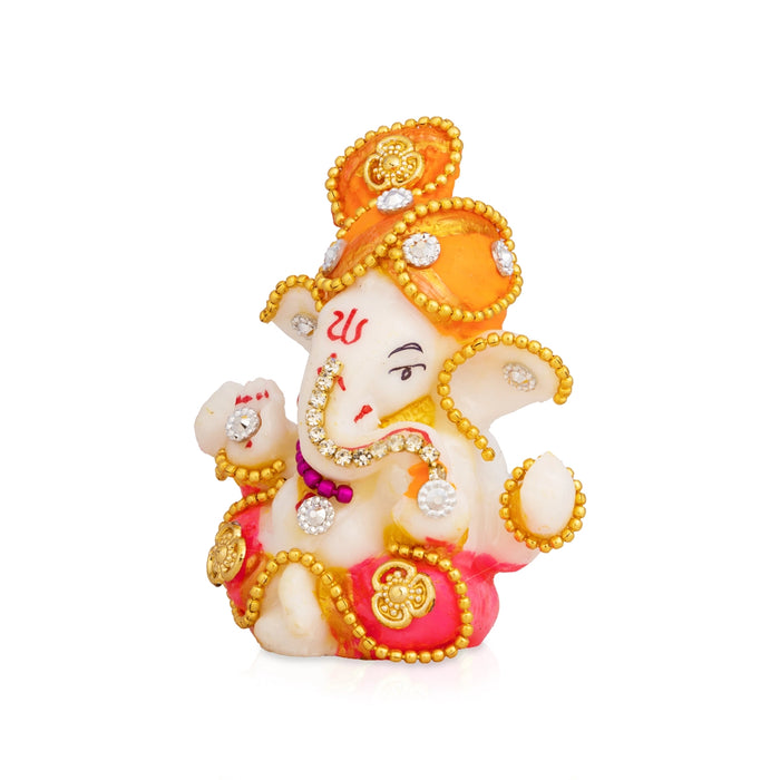 Ganesha Sitting Murti - 2.75 x 2 Inches | Resin Statue/ Decorative Ganapati Idol for Living Room & Pooja Space
