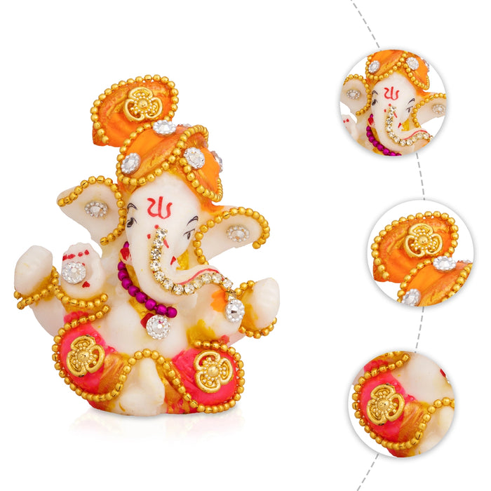 Ganesha Sitting Murti - 2.75 x 2 Inches | Resin Statue/ Decorative Ganapati Idol for Living Room & Pooja Space