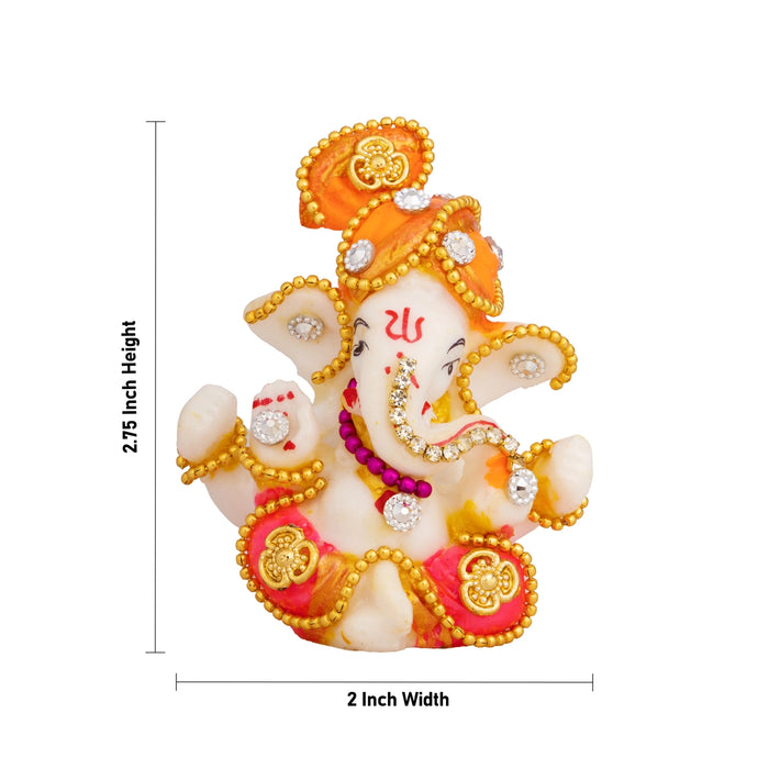Ganesha Sitting Murti - 2.75 x 2 Inches | Resin Statue/ Decorative Ganapati Idol for Living Room & Pooja Space