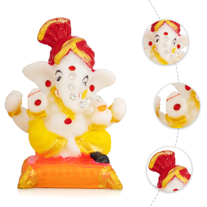 Gansha Murti - 3 x 2.5 Inches | Resin Idol/ Lord Vinayagar Statue for Living Room & Pooja Decor