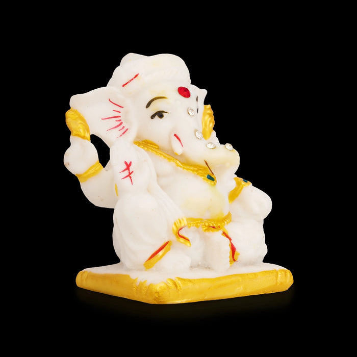 Vinayagar Sitting Statue - 3 x 2.5 Inches | Resin Ganapati Idol/ Ganesha Murti for Home, Pooja Room & Gifting