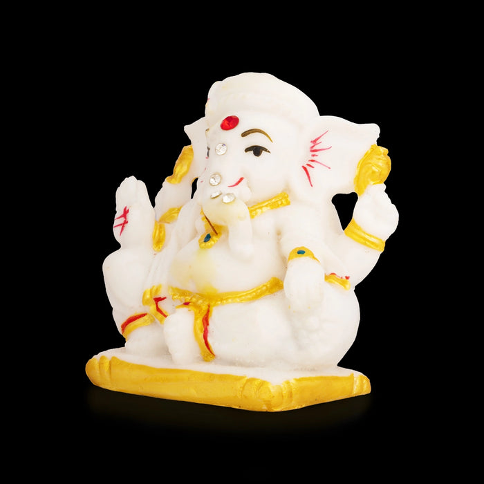 Vinayagar Sitting Statue - 3 x 2.5 Inches | Resin Ganapati Idol/ Ganesha Murti for Home, Pooja Room & Gifting