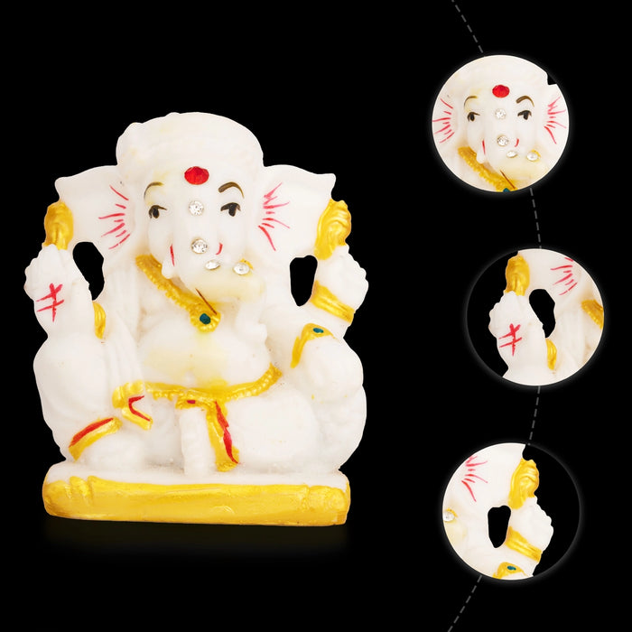 Vinayagar Sitting Statue - 3 x 2.5 Inches | Resin Ganapati Idol/ Ganesha Murti for Home, Pooja Room & Gifting