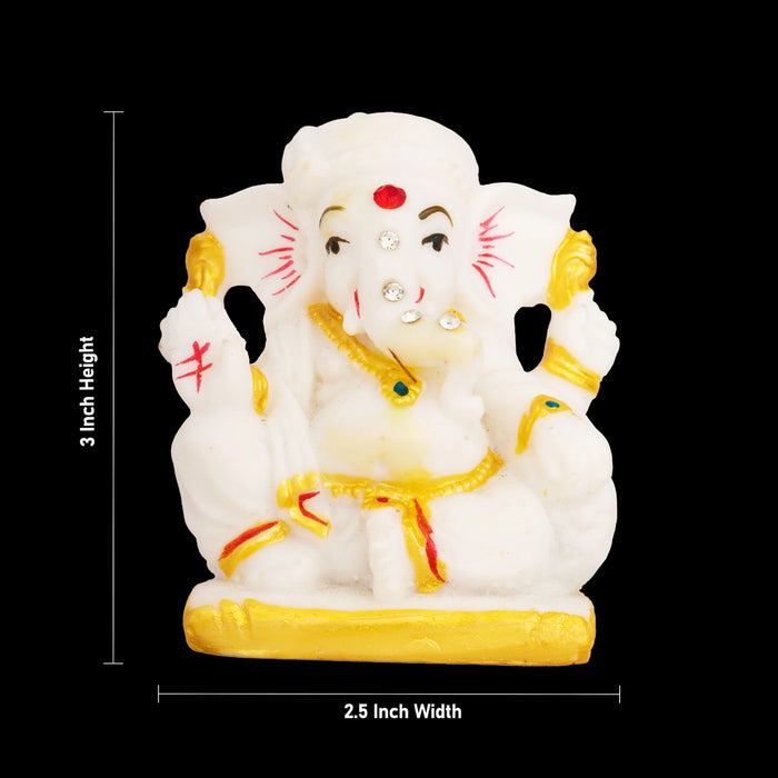 Vinayagar Sitting Statue - 3 x 2.5 Inches | Resin Ganapati Idol/ Ganesha Murti for Home, Pooja Room & Gifting