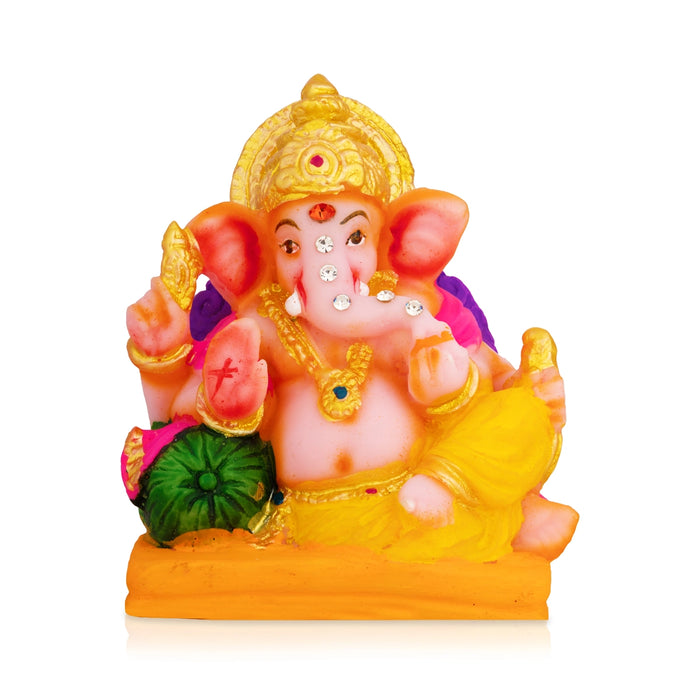 Ganapati Idol - 3.25 x 2.75 Inches | Decorative Resin Murti/ Vinayagar Statue for Pooja Room, Home & Gifting