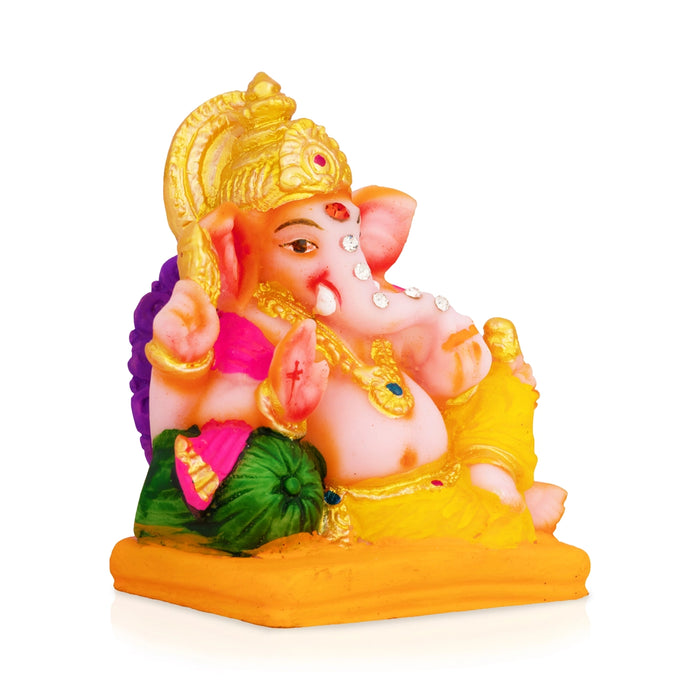 Ganapati Idol - 3.25 x 2.75 Inches | Decorative Resin Murti/ Vinayagar Statue for Pooja Room, Home & Gifting