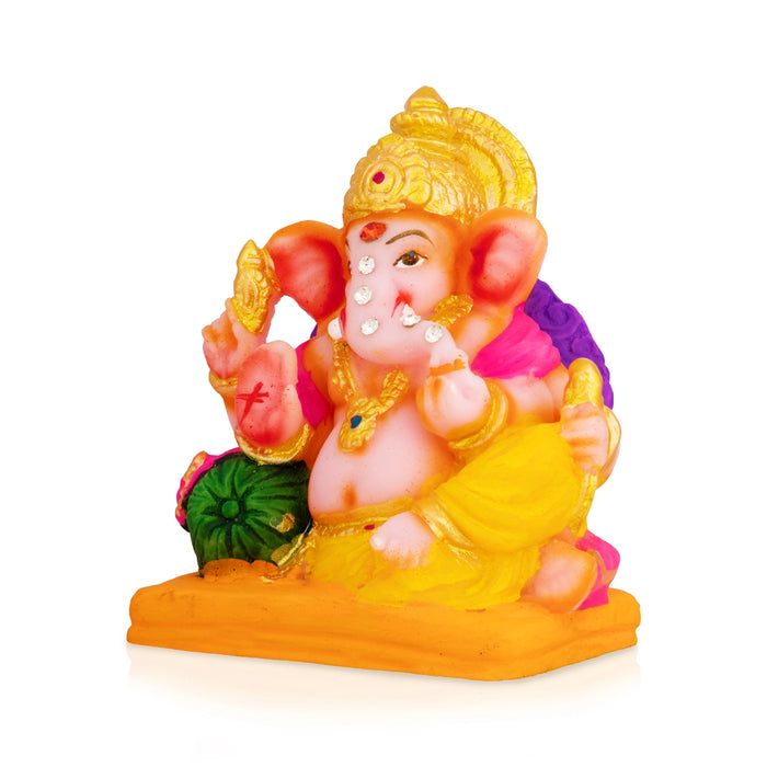 Ganapati Idol - 3.25 x 2.75 Inches | Decorative Resin Murti/ Vinayagar Statue for Pooja Room, Home & Gifting