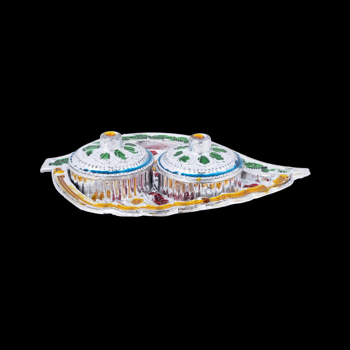 Kumkum Box With Plate - 0.5 x 2.5 Inches | Fiber Kumkum Bharani/ Sindoor Pot for Pooja/ Assorted