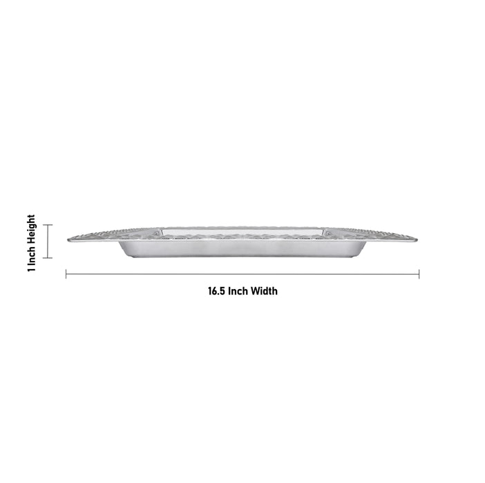 Tray - 1 x 16.5 Inches | Decorative Tray / Silver Polish Plate/ Serving Tray For Home Decor